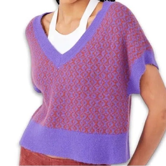Free People Sweaters - FREE PEOPLE THROUGH THE MOTIONS SUPERNOVA SWEATER VEST IN PURPLE ORANGE